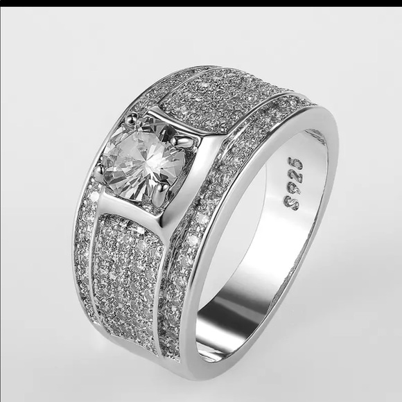 New mens icy flashy rock star hip hop ring
